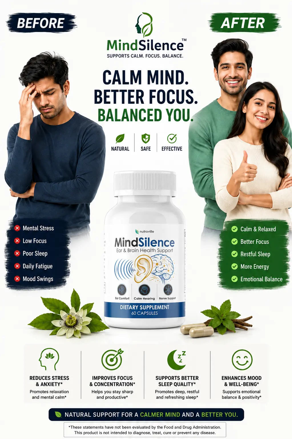 MindSilence Daily Calm and Mental Wellness Support Supplement